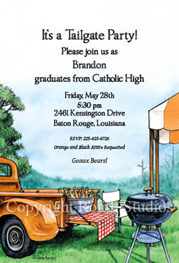 Football Orange Tailgate Invitation tailgate invitation tailgating invitation tailgate invitations tailgating invitations truck high school college
